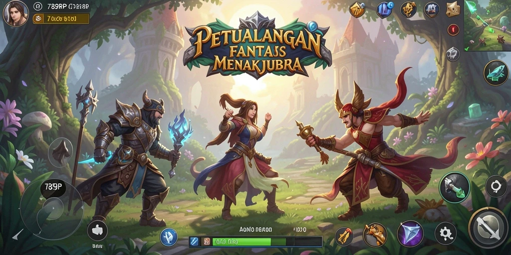 Screenshot gameplay RPG 789RP yang menampilkan pertarungan seru dan karakter unik.