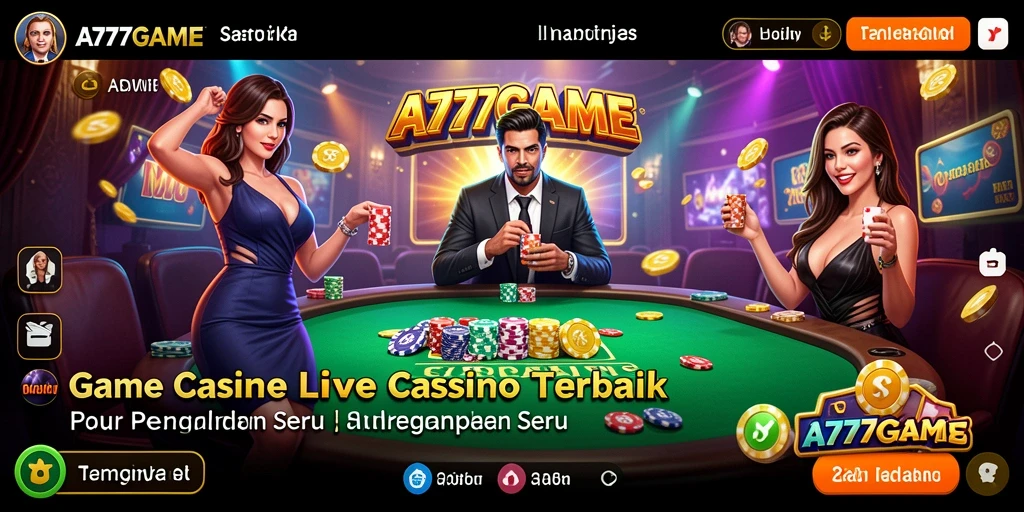 Tampilan gameplay A777GAME yang menampilkan dealer profesional dan suasana kasino.
