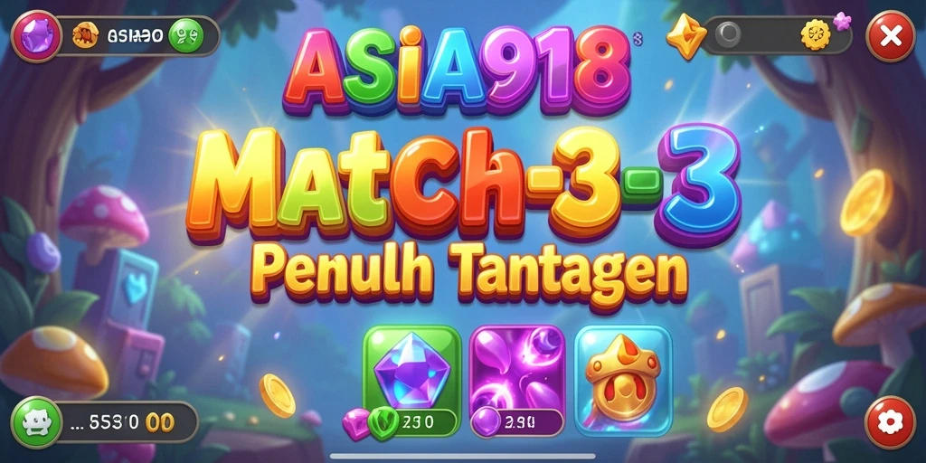 Tampilan gameplay ASIA918 dengan ikon-ikon cerah dan menantang.