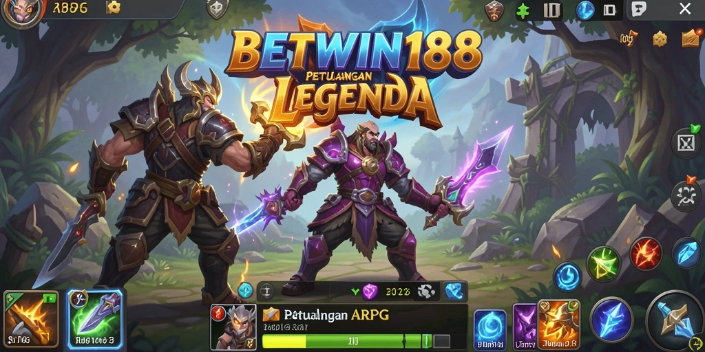 Tangkapan layar gameplay BETWIN188 menampilkan pertarungan epik karakter ARPG.