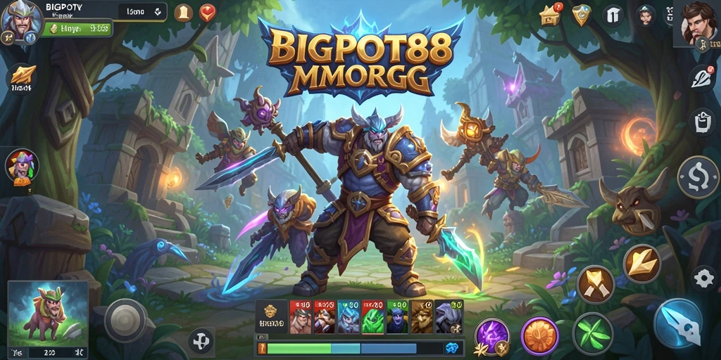 Screenshot utama menunjukkan aksi seru dalam gameplay MMORPG BIGPOT88.