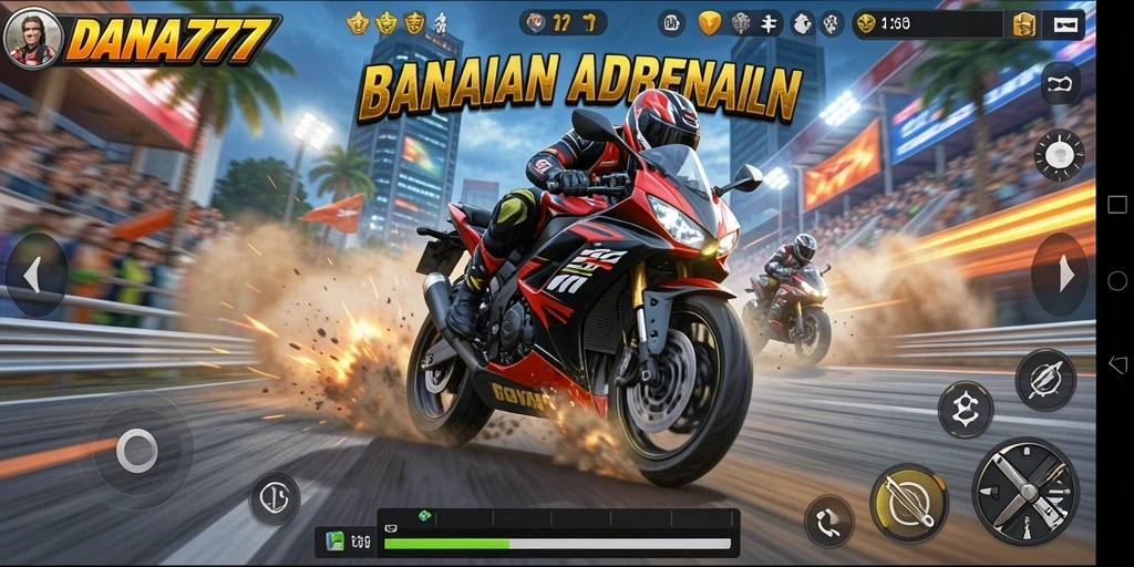Tampilan menarik dari gameplay balapan motor DANA777.