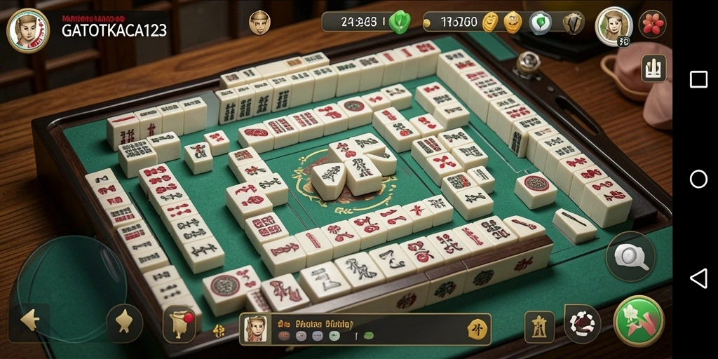 Tangkapan layar utama GATOTKACA123 menampilkan gameplay Mahjong yang seru dan menantang.