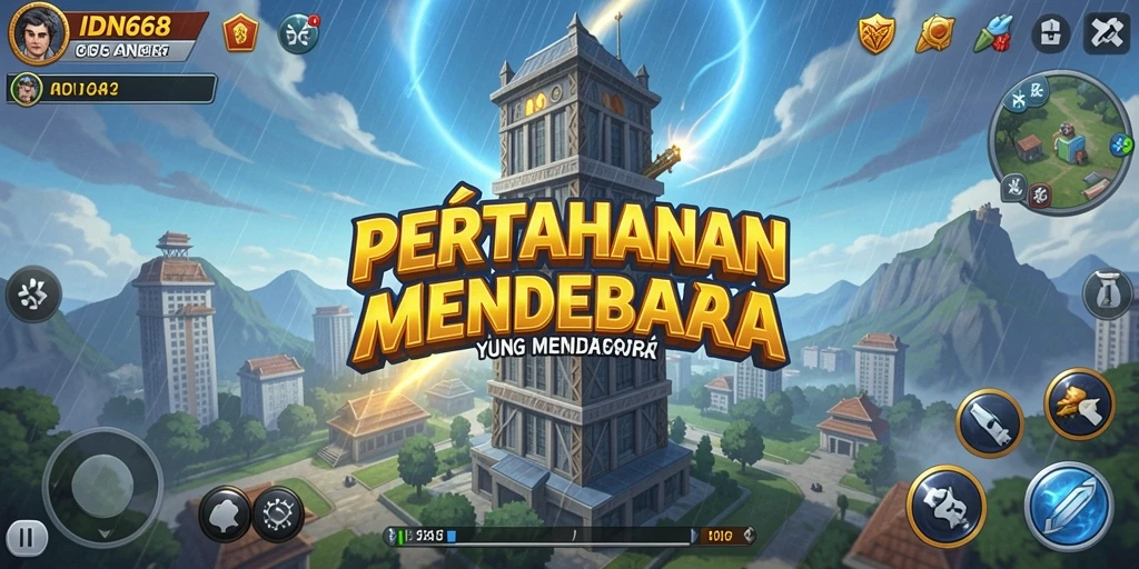 Tampilan gameplay IDN668 yang menampilkan aksi Tower Defense.