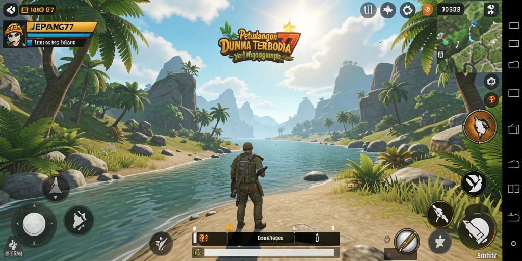 Tampilan gameplay JEPANG77 menampilkan eksplorasi dunia terbuka yang indah.