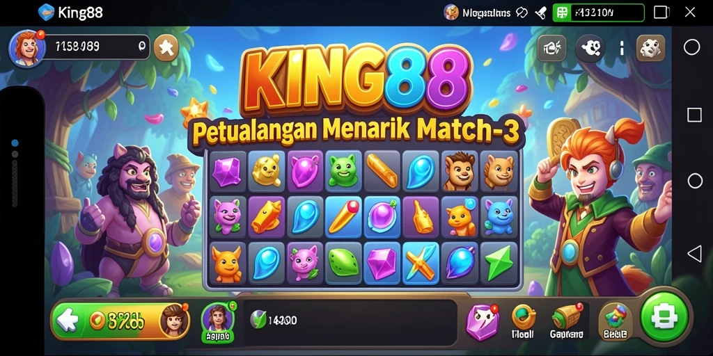 Gameplay KING88 yang menarik dengan kombinasi warna yang cerah.