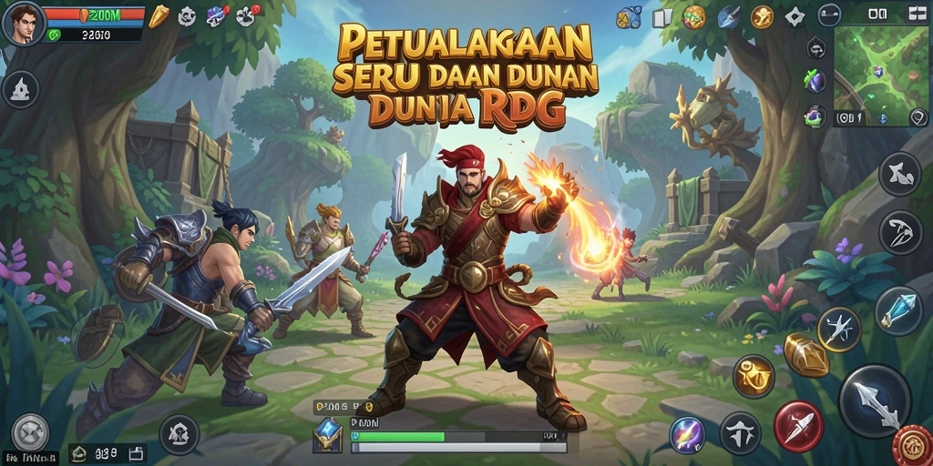 Tampilan gameplay P200M yang penuh aksi dan strategi RPG.
