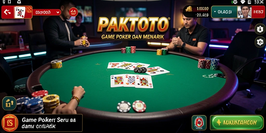 Tampilan gameplay menarik PAKTOTO dengan suasana poker yang seru.