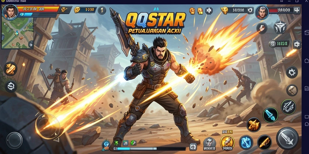 Screenshot yang menunjukkan aksi intens dalam gameplay QQSTAR.