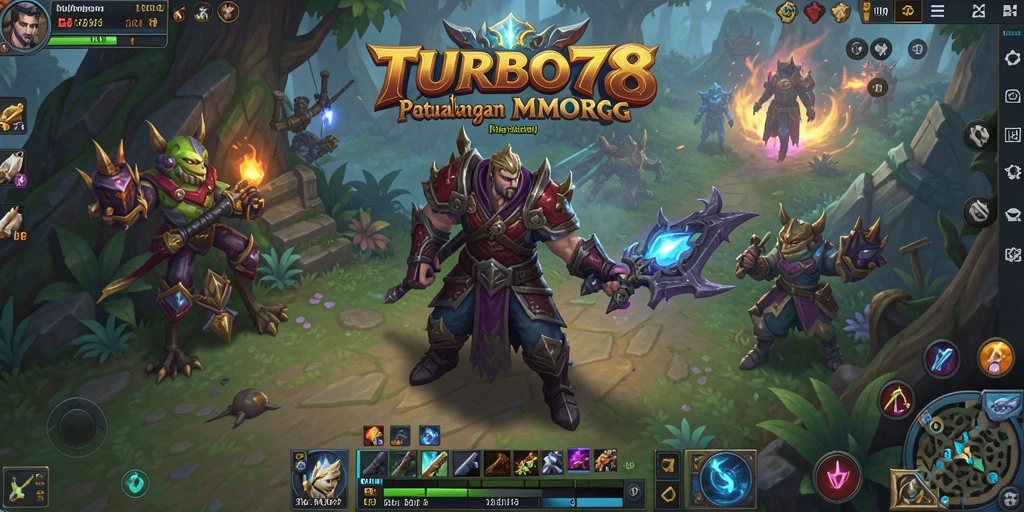Screenshot gameplay TURBO78 menampilkan pertarungan epik dalam dunia fantasi.