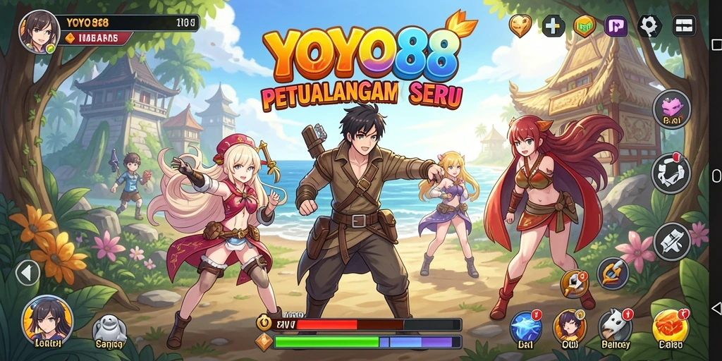 Tampilan gameplay seru dari YOYO88 dengan karakter anime.